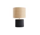 Lampe à Poser En Céramique Noire Mat Et Abat-jour En Raphia Naturel H40 Cm Tiga