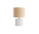 Lampe à Poser En Céramique Blanc Mat Et Abat-jour En Raphia Naturel H40 Cm Tiga