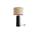 Lampe à Poser En Céramique Émaillée Noire Et Abat-jour En Raphia Naturel H64 Cm Majes