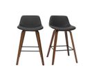 Tabourets De Bar Design Noir Et Noyer H65 Cm (lot De 2) Nonie