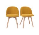 Chaises Scandinaves En Tissu Effet Velours Jaune Moutarde Et Bois Clair Massif (lot De 2) Celeste