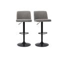 Tabourets De Bar Réglables En Tissu Effet Velours Texturé Gris Et Métal Noir (lot De 2) Monti