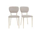 Chaises Design En Tissu Velours Gaufré Taupe Et Métal Doré (lot De 2) Lepidus