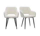 Chaises En Tissu Effet Laine Bouclée Blanc Cassé Et Métal Noir (lot De 2) Laurette