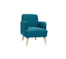 Fauteuil Scandinave En Tissu Bleu Canard Et Bois Clair Isko