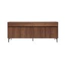 Buffet Design En Bois Foncé Noyer Et Métal Noir 4 Portes 2 Tiroirs L180 Cm Bliss