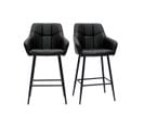 Tabourets De Bar Avec Sièges Matelassés Noirs Et Métal Noir H65 Cm (lot De 2) Montero