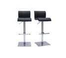 Tabourets De Bar Design Réglables Noir Et Inox Brossé (lot De 2) Sheina