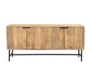 Buffet En Bois Manguier Massif Gravé Et Métal Noir 4 Portes L160 Cm Morisson