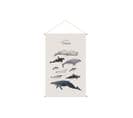 Kakemono Enfant Tableau En Toile Suspendue Illustration Baleines L40 X H60 Cm Ocean