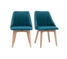 Chaises Scandinaves En Tissu Bleu Canard Et Bois Clair (lot De 2) Higgins