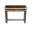 Console Bureau D'appoint Avec Rangements En Bois Clair Manguier Massif Et Métal Noir L100 Cm Ypka