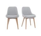 Chaises Scandinaves En Tissu Gris Clair Et Bois Clair Massif (lot De 2) Holo