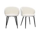 Chaises Design En Tissu Effet Laine Bouclée Écru Et Métal Noir (lot De 2) Rosalie