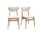 Chaises Scandinaves En Tissu Effet Laine Bouclée Beige Et Bois Clair Chêne Massif (lot De 2) Maya