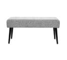 Banc Design Capitonné En Tissu Effet Laine Bouclée Gris Chiné Et Métal Noir L96 Cm Guesta