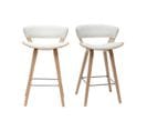 Tabourets De Bar Design Blanc Et Bois Clair H65 Cm (lot De 2) Syrah