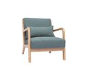 Fauteuil Scandinave En Tissu Vert De Gris Et Bois Clair Massif Derry