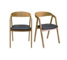 Chaises Scandinaves Empilables En Bois Clair Chêne Massif Et Assises Noires (lot De 2) Lova