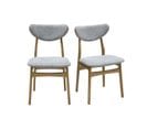 Chaises En Tissu Effet Velours Texturé Gris Chiné Et Bois Clair Chêne Massif (lot De 2) Maya