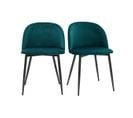 Chaises Design En Tissu Velours Bleu Pétrole Et Métal Noir (lot De 2) Celeste