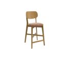 Tabouret De Bar En Bois Clair Chêne Et Tissu Effet Velours Terracotta H65 Cm Lucia