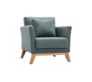 Fauteuil Scandinave Déhoussable En Tissu Vert De Gris Et Bois Clair Oslo