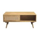 Table Basse Rectangulaire Avec Rangements En Bois Manguier Massif Et Cannage Rotin L100 Cm Acange