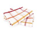 Lot De 2 Torchons De Cuisine Toile 50x70 Cm Squares Lin Orange Coton Et Lin