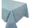 Nappe Carrée 175x175 Cm Jacquard Coton Spirale Bleu Turquoise