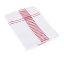 Torchon De Cuisine 50x70 Cm Nid D'abeille Waffle Piquet Blanc Filet Rouge