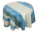 Nappe Ronde 170 Cm Palmier Bleu Lagon Jacquard Coton +