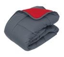 Couette Hiver 140x200 Cm Cocoon Bicolore Gris/rouge Garnissage Fibre Polyester 400g/m2