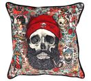 Housse De Coussin 45x45 Cm Tête De Mort Pirate Hipster