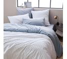 Parure De Lit 140x200 Cm Percale Coton Gaby Bleu Baltique 2 Pièces