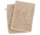 Lot De 2 Gants De Toilette 16x21 Cm Coton Peigné Alba Beige