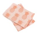 Lot De 2 Torchons De Cuisine Toile 50x70 Cm Coton Pineapple Orange