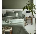 Parure De Lit 200x200 Cm Percale Coton Noa Vert Kaki 3 Pièces