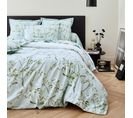 Parure De Lit 140x200 Cm Percale Coton Eléna Vert Nil 2 Pièces