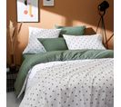 Parure De Lit 200x200 Cm Percale Coton Alex Vert Kaki 3 Pièces