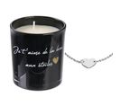 Bougie Parfumée Fleurs De Printemps Malaga Noire et Coeur Doré + Bracelet Surprise