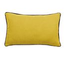 Housse De Coussin Prelude 30x50 Cm Finition Biais Noir Face En Lin Lavé Et Dos En Coton Lavé Jaune