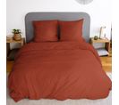 Parure De Lit 240x220 Cm Mila 100% Polyester Micro Lavée Rouge Terracotta 3 Pièces