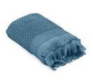 Serviette De Toilette Jacquard 550 G/m² 50x90 Cm Tethys Micro-coton Bleu Orage