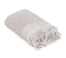 Serviette De Toilette Jacquard 550 G/m² 50x90 Cm Tethys Micro-coton Blanc Perle