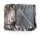 Plaid 150x200 Zibeline En Fausse Fourrure Doublée Velours Gris Angora