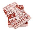 Lot De 2 Torchons De Cuisine Pur Coton 50x50 Cm Motif Fromage Cheese Rouge