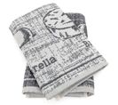 Lot De 2 Torchons De Cuisine Pur Coton 50x50 Cm Motif Fromage Collection Cheese Gris