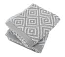 Lot De 2 Serviettes Invité 33x50 Cm Symetrie Coton Gris Losanges