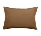 Taie D'oreiller Volants Plats 50x70 Cm Percale De Coton Manoir Marron Cognac